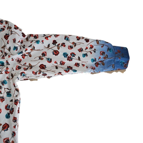 Lands End Womens 1X Floral Ombre Long Sleeve Cotton Button Down Shirt - Picture 13 of 16